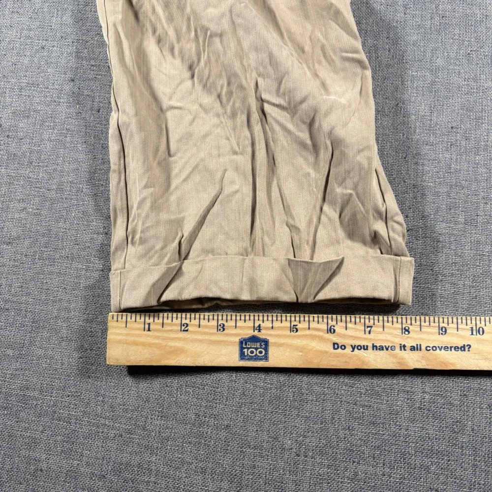 Tommy Bahama Pleated Chino Mens 34x30 Tan Silk Bamboo Cuffed Pants